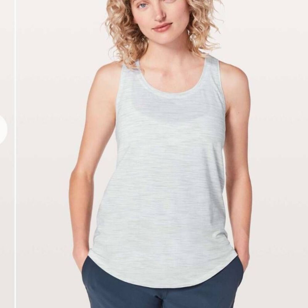 Lululemon Love Tank Pleated 3 Colour Space Dye Ice Grey Alpine White